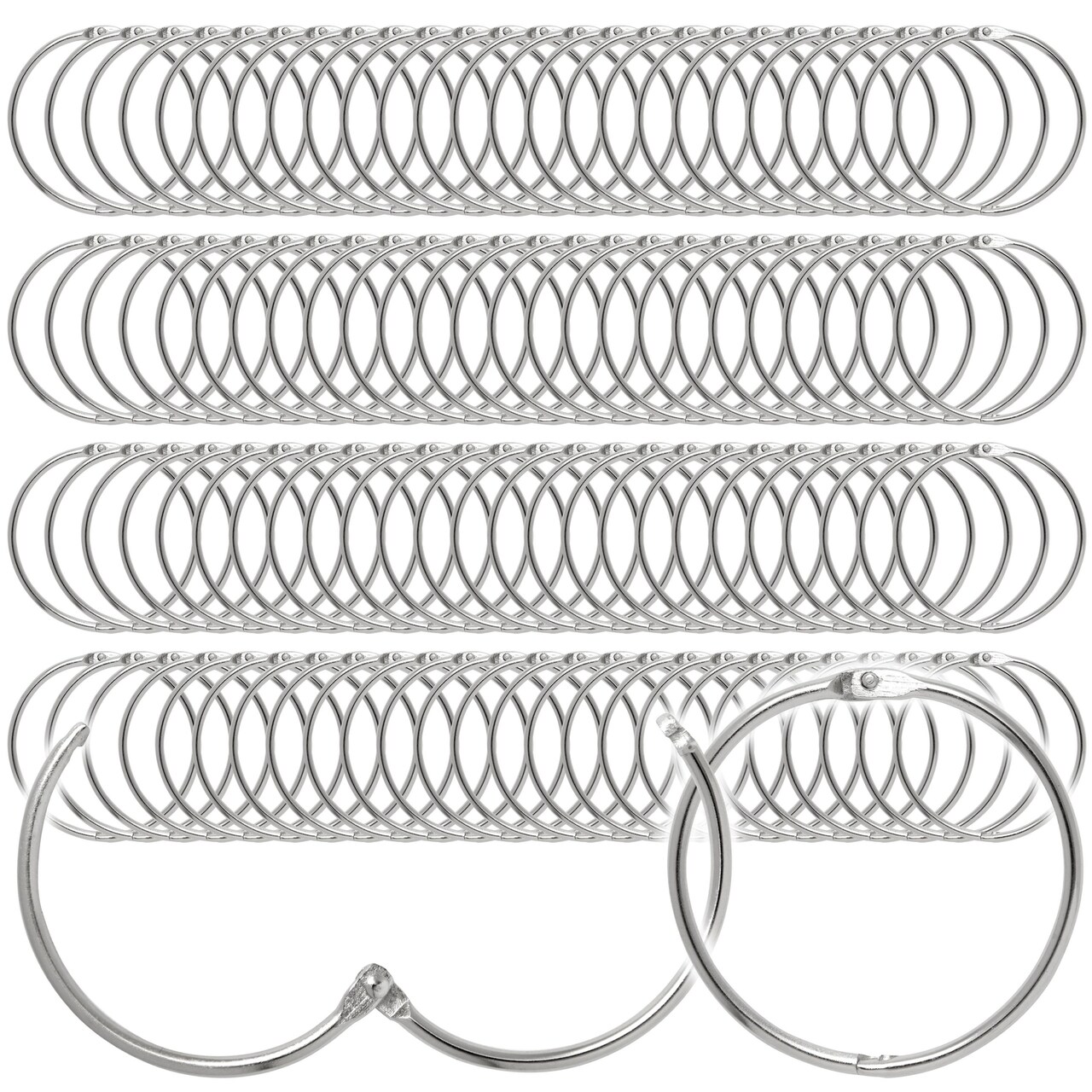 100 Pack 2 Inch Loose Leaf Binder Rings, Bulk Set of Metal Keychains for Flashcards, Paper Ring Clips for Index Cards, Large Nickel Plated Book Rings for School Supplies